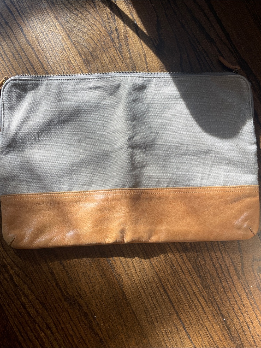 Hearth and Hand Magnolia canvas and leather pouch